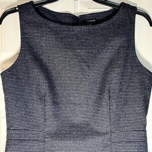 Women's Ann Taylor Houndstooth Navy Sleeveless Sheath Career Dress Size 8P